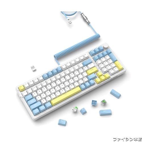【海塩レモン】AJAZZ AK992メカニカルキーボード ワイヤレス/Bluetooth/2.4Ｇ/有線Type-C ゲーミングキーボード 無線 カスタム化青軸 - の通販は 8,175円