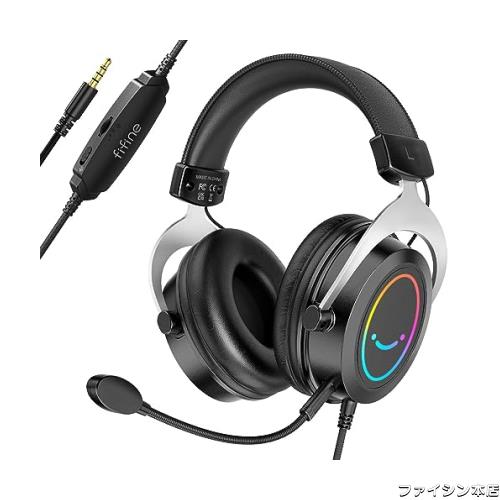 FIFINE ゲーミングヘッドセット 脱着式マイク付き パッシブノイズキャンセリング採用 有線接続 オーバーイヤーヘッドセット 3.5mmオーデの通販は