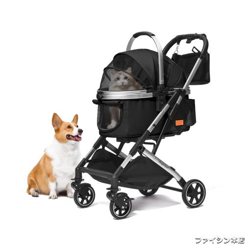 Angelpet ペットカート 分離型 猫 犬用 バギー いぬ用 4輪 前輪360°回転 前後輪ブレーキ付き 組み立て簡単 コンパクト 軽量 折りたたみの通販は