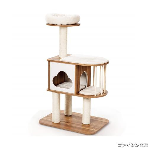BestBuy キャットタワー 大型 高さ117cm スリム 据え置き 猫タワー 猫ハウス 展望台付き 爪とぎポール 爪磨き 頑丈 爪研ぎ 多頭飼い 麻紐の通販は