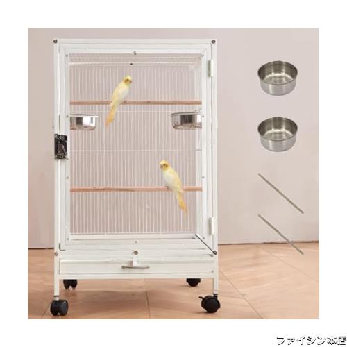Puhang 鳥かご 鳥ケージ 45*45*77cmインコ 大きいケージ 豪華ケージ キャスター付き 移動便利 オウムケージ バードゲージ バードパレス の通販は