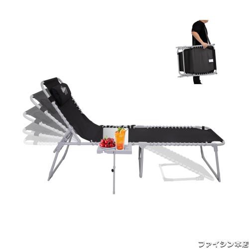 WEJOY キャンプ コット リクライニング サマーベッド アウトドア ベッド 折りたたみ 5段階調整 ビーチチェア 日光浴 耐荷重120kg サイドの通販は