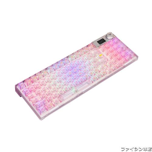 OUSEITECH F98pro ゲーミングキーボード 透明キーボード ホットスワップメカニカルキーボード テンキーキーボード ワイヤレス ピンク 透の通販は