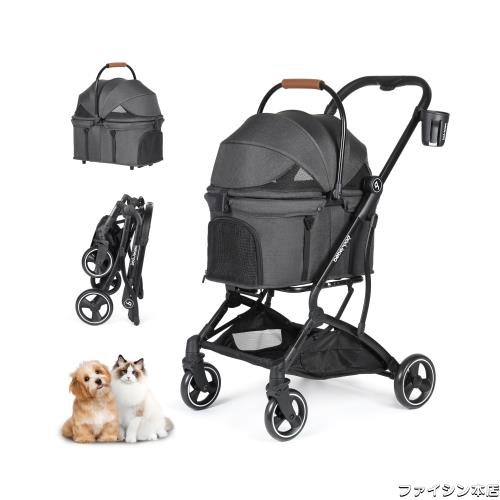 BEBEROAD PETS ペットカート 猫 カート小型犬 バギー 折りたたみ 4輪 前輪360°回転 犬用バギー 犬用ベビーカー 多頭用 小型犬 中型犬 ペ