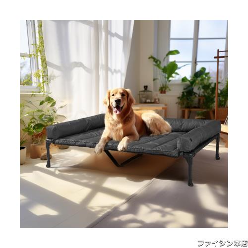 Veehoo犬 ベッドペットベッド大型犬 ベッド高架犬用ベッドドッグコット + 防水取り外し可能ピロートップマット、ボルスター犬用簡易ベッの通販は