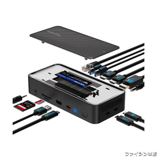 WAVLINK USB Cドッキングステーション、13-In-1タイプCドックと10GbpsM.2 PCIe/SATA SSDエンクロージャー、トリプルディスプレイドック、 12,819円