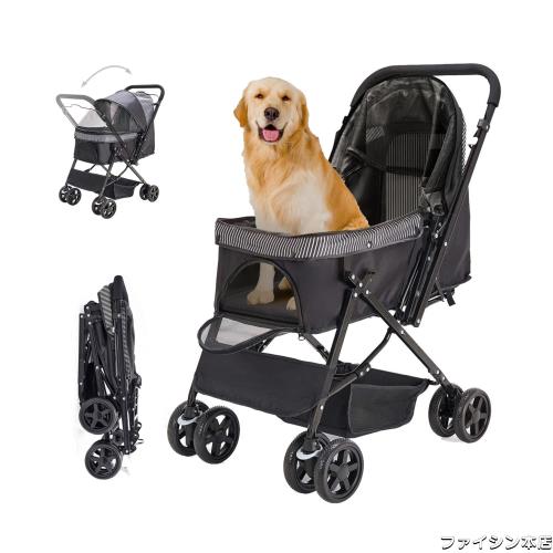 LPOTIUS ペットカート 軽量 折りたたみ 対面式 2way 犬用ベビーカー 猫バギー 4輪 前輪360度回転 後輪ブレーキ付 中型犬 小型犬 多頭用 の通販は