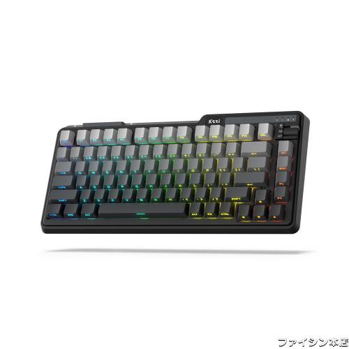 K75 Lite ワイヤレス メカニカル キーボード、75% ガスケット マウント RGB ゲーミング キーボード、3 モード ノブ付き、BT 5.0/2.4G/USBの通販は