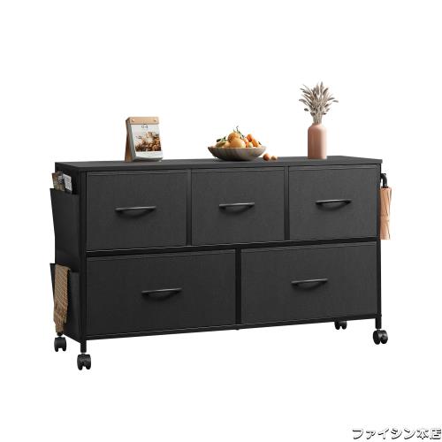 WLIVE チェスト タンス キャスター付き サイドポケット付き 2段5杯 箪笥 ローチェスト リビング収納 おしゃれ 収納チェスト 布製 引き出の通販は