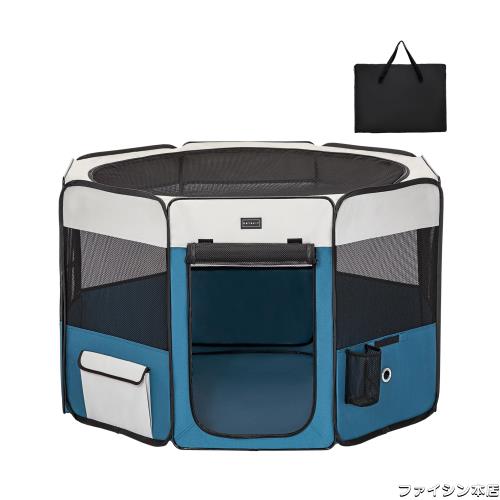 Petsfit 折りたたみサークル 八角形 プレイサークル 犬猫兼用 猫の分娩室 メッシュ 屋根付き 屋内 屋外 収納バッグ付き Lサイズ ツートンの通販は