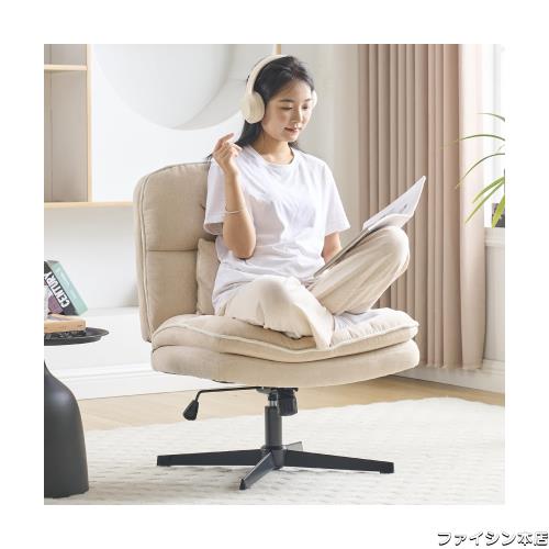 PIANETA あぐらチェア オフィスチェア アームレス デスクチェア キャスターなし 幅広 クロスレッグ 360°回転 ロッキング機能付き 腰クッの通販は