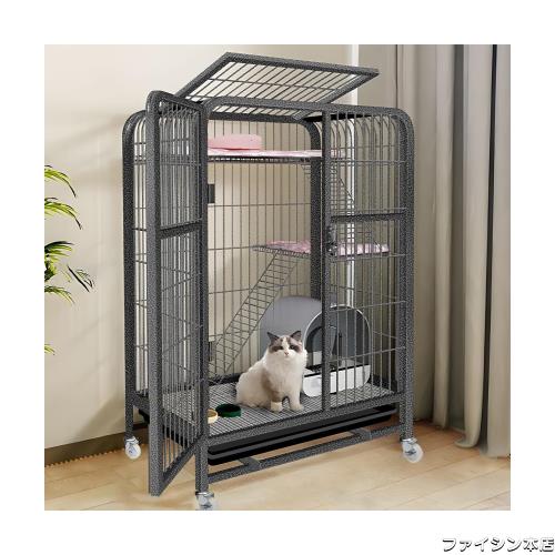 Athvcht 猫ケージ 猫用ケージ 猫ハウス(サイズ：高さ108×幅78×奥行55cm) 室内用猫のゲージ 大きめ動物ケージ 大型猫用ケージ 多頭飼いの通販は