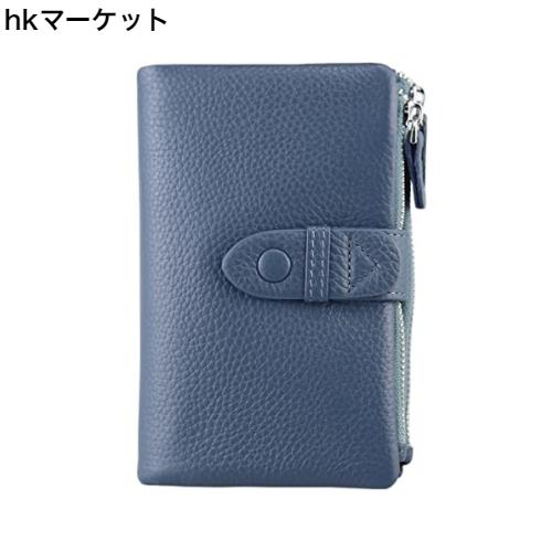 [F.ZH] 二つ折り財布 レディース？短財布 本革製 小銭入れ付 18カード入れ お札入れ 大容量 小型 軽量 多機能 ダブルボタン ダブルファス