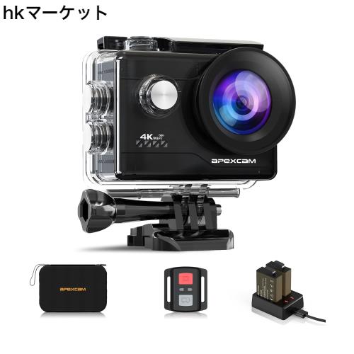 Apexcam アクションカメラ 4K 2000万画素 SONYセンサー WiFi搭載 40M防水？[メーカー 1050mAhバッテリー リモコン付き 防水バッグ付き ２