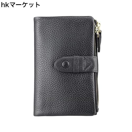 [F.ZH] 二つ折り財布 レディース？短財布 本革製 大容量 小銭入れ付 小型 軽量 多機能 カードと紙幣大量収納可 ダブルボタン ダブルファス
