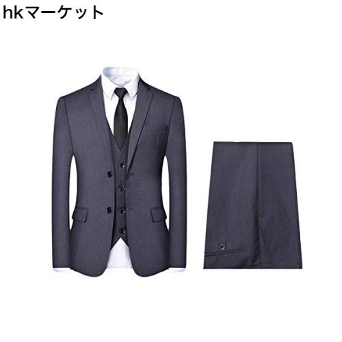 [YFFUSHI] スーツ メンズ 3点セット ジャケット スラックス ベストチェック 大きいサイズ 無地 スリムタイプ ビジネス 結婚式 面接 就職