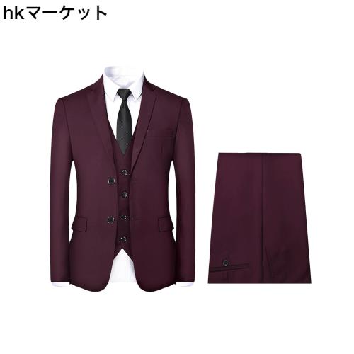 [YFFUSHI] スーツ メンズ 3点セット ジャケット スラックス ベストチェック 大きいサイズ 無地 スリムタイプ ビジネス 結婚式 面接 就職の通販は