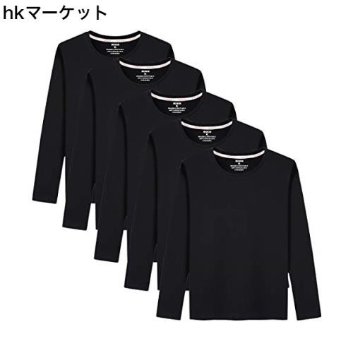 Sukinana インナーシャツ メンズ 肌着 5点セット 綿100% 長袖 tシャツ 丸首 防菌防臭 柔らかい 快適 メンズ 服 春 秋 冬 (L, ブラック)の通販は