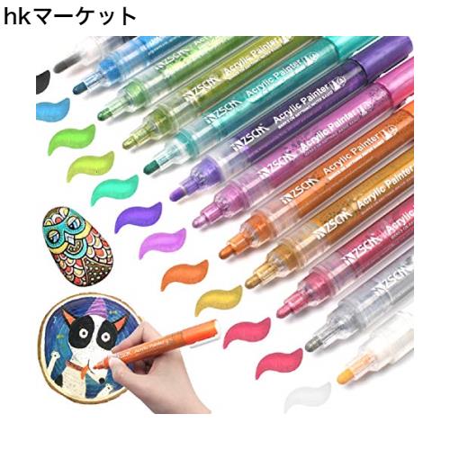 ZSCM 12色 アクリル マーカーペン マンガ用ペンマ 芸術 塗装