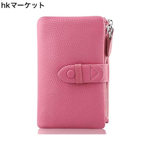 [F.ZH] 二つ折り財布 レディース？短財布 本革製 小銭入れ付 18カード入れ お札入れ 大容量 小型 軽量 多機能 ダブルボタン ダブルファス