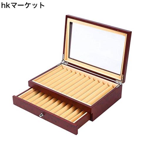 Nisorpa 木製ペンケース 23本 万年筆ケースホルダー大容量 筆箱 万年筆展示スタンド ガラス窓付きペンコレクションボックストレイレッドの通販は 5,316円