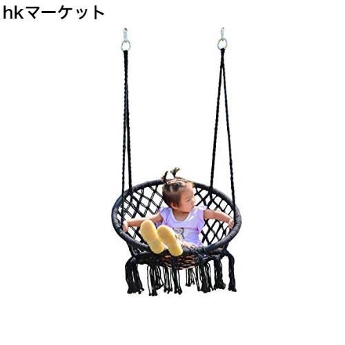 スイングチェア ハンモック ハンギングチェア ハンド編みマクラメ 吊り下げ式 大人＆子供兼用 室内室外 バルコニー 親子 耐荷重100kg