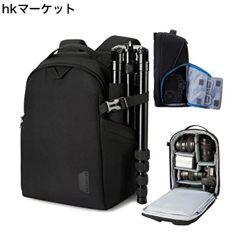 BAGSMART カメラバックパック デジタル一眼レフカメラバッグ 最大13.3インチのノートパソコンに対応 防水 レインカバー付き 三脚ホルダーの通販は