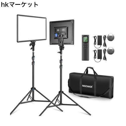 NEEWER 2パック LEDビデオライトとスタンドキット リモコン付き 18インチLEDパネルライト 撮影用ライト 45W 2色 調光可能 3200K-5600K CR