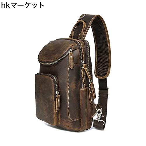 [Morsut] ボディバッグ メンズ 本革 ワンショルダーバッグ 革 斜め掛けバッグ 大容量 9.7インチiPad収納可 通学 通勤 自転車 旅行 左右肩