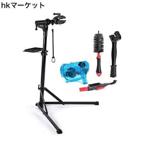 CXWXC 自転車 メンテナンススタンド クリーナーセット 安定感 高さ調節 角度調節 ワークスタンド 折りたたみ式 工具トレー付 軽量 コンパ