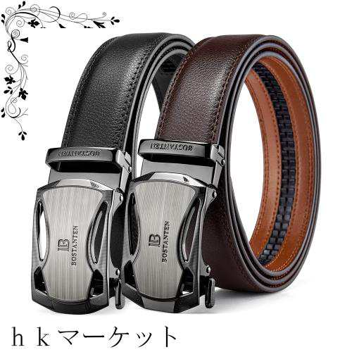 [BOSTANTEN] [ボスタンテン] ベルト 二本セットメンズ 本革 ビジネス オートロック式 おおきいサイズ (125cmブラック,ブラウン) ギフトBOの通販は