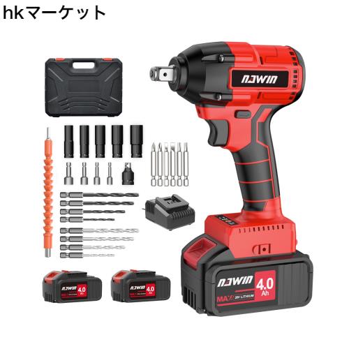 ナウィン 20V充電式インパクトレンチ 電動インパクトレンチ 最大トルク 320N・m コードレス ブラシレスモーター ボルトの締付・緩め ホイの通販は