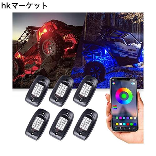 MOREFULLS LED アンダーライト 車 RGB ロックライト ライトキット 6個セット 車用 音楽同期 ブレーキライト 多色 アプリ Bluetoothコント
