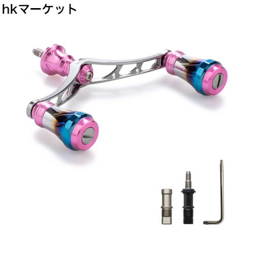 HEIGHTEN 改良 98mm リール ハンドル 6色 70航空アルミ製 シマノ ダイワ 通用 スピニングリール 用 Arch Aurora (桜ピンク&ガンメタル) (