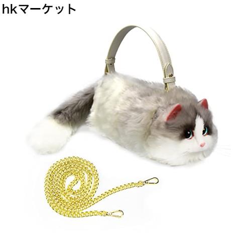 [ＨＵＩＪＵＦＵ] 猫 ポーチトートバッグ 猫好きプレゼント母の日 猫 ギフトねこ誕生日プレゼント 女性(大きいホワイトグレー)