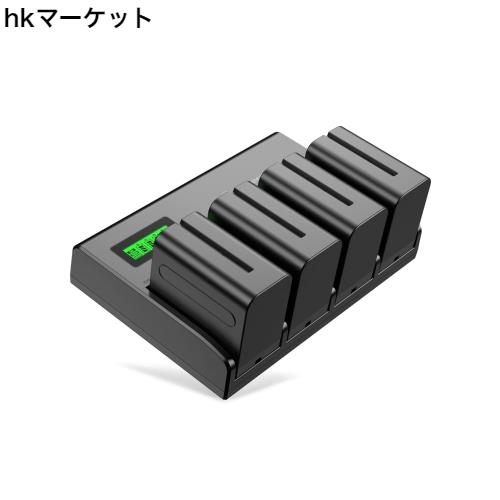 NP-F970互換バッテリー 4個+急速充電器セット 8800mAh リチウムイオン電池 7.4V容量 デコードされ NP F970バッテリー 4チャネル充電器 バ