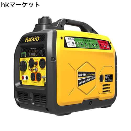 YUKATO インバーター発電機 定格出力1.8kVA ポータブル発 小型 家庭用 50Hz/60Hz切替 防音型 高出力正弦波インバーター搭載 過負荷保護