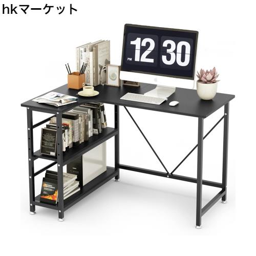 DEWEL パソコンデスク L字型 コーナーデスク 幅110 テレワーク用 ラック付きデスク パソコンラック 収納ラック付き 木製 L字デスク 収納の通販は