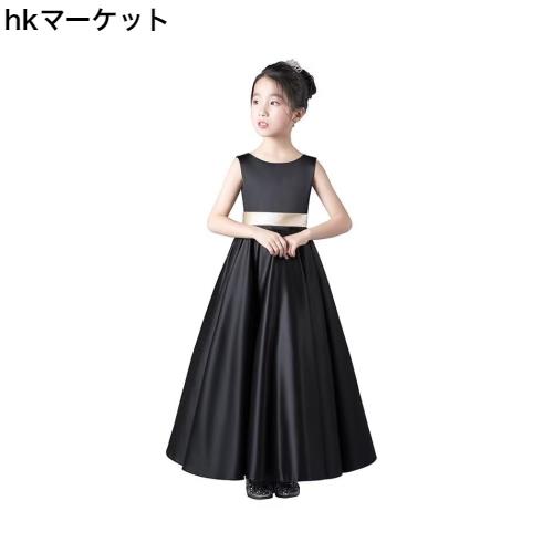Kayiyasu] 子供 ロング ドレス ピアノ 発表会 Vネック サテン