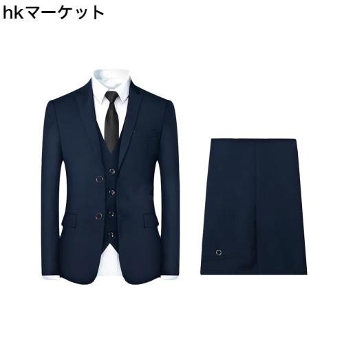 [YFFUSHI] スーツ メンズ 3点セット ジャケット スラックス ベストチェック 大きいサイズ 無地 スリムタイプ ビジネス 結婚式 面接 就職