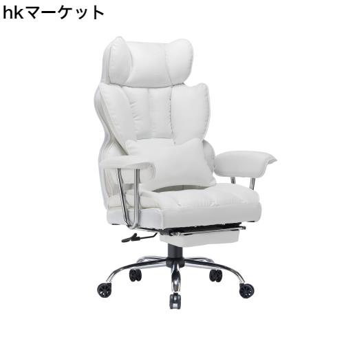 SKYE ゲーミングチェア 座り心地最高 デスクチェア オフィスチェア 椅子 テレワーク 社長椅子 伸縮可能のオットマン 高さ調節機能(ホワイの通販は