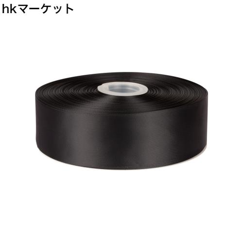 Fondersy シルキー 両面サテンリボン 横長50mm 縦長91M 花束 ギフト ラッピング #ブラックの通販は
