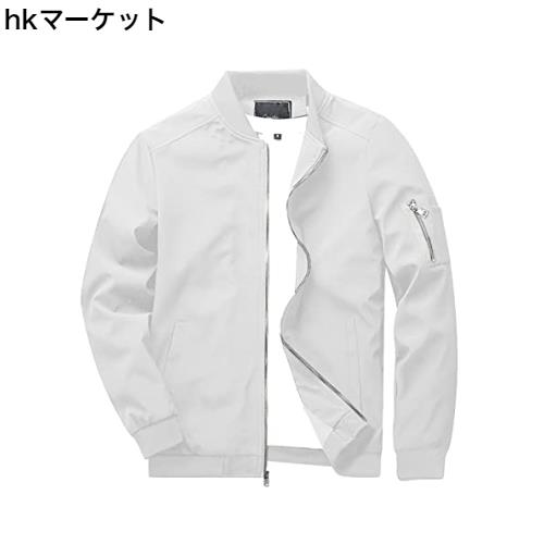 [KEFITEVD] ジャケット メンズ 白 薄手 ジャンパー 秋服 スタジャン スイングトップ 防風 ライトジャケット ミリタリー ブルゾン ホワイの通販は