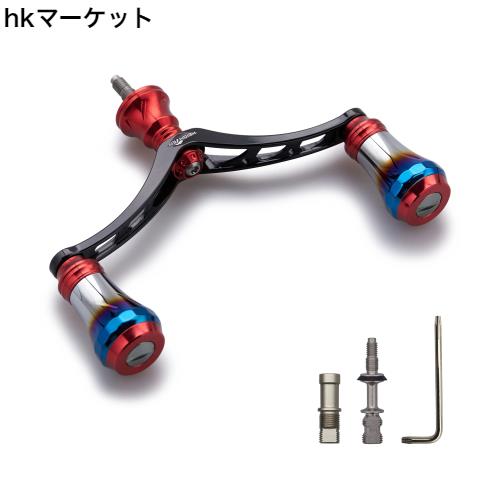 HEIGHTEN 改良 98mm リール ハンドル 6色 70航空アルミ製 シマノ ダイワ 通用 スピニングリール 用 Arch Aurora (レッド＆ブラック, 98mm)