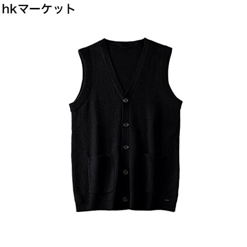 [ZHILI] メンズ セーター ベスト Vネック ノースリーブ ニット カーディガン XL ビッグ アンド トール ベスト_ブラック_Smallの通販は 6,149円