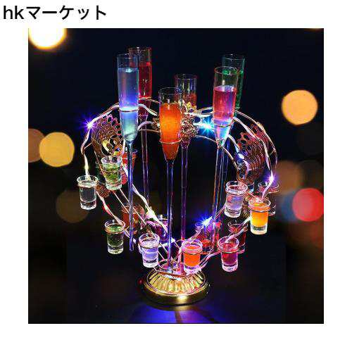 Amazon｜WANCHIY テキーラ観覧車 LED酒ボトルの表示棚 12カップ