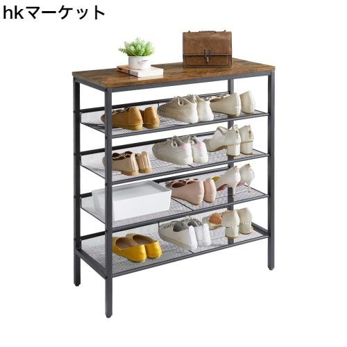 YMYNY 5段シューズラッ靴棚 下駄箱 サイドテーブル 16足用 靴収納 省スペース玄関 フラット＆傾斜調整 大容量 簡単 組み立て 幅75.5×奥行の通販は 7,887円