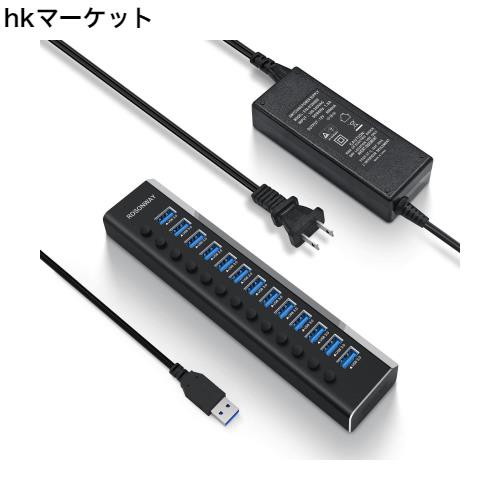 ROSONWAY USBハブ 電源付き 13ポート アルミ製 USB Hub 3.0 72W 5Gbps高速転送 セルフパワー 独立スイッチ付 12V/6A ACアダプタ付き(RSH-の通販は