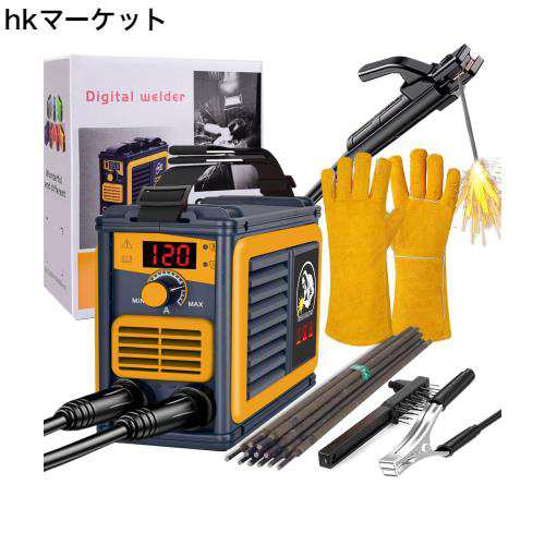 EASYWELDER 真の電流120A 溶接機 10PCS溶接棒が付属 、IGBTデジタルディスプレイ 溶接機 100V、ホットアークスタートアンチスティック ア