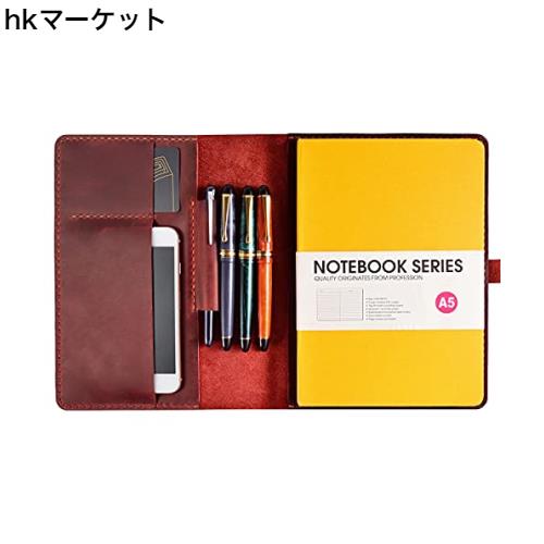 ROTERDON ノートカバー 手帳カバー A5 本革 スケジュール帳カバー 二つ折り ポートフォリオ 手縫い 収納ポケット搭載 手作り オリジナルの通販は